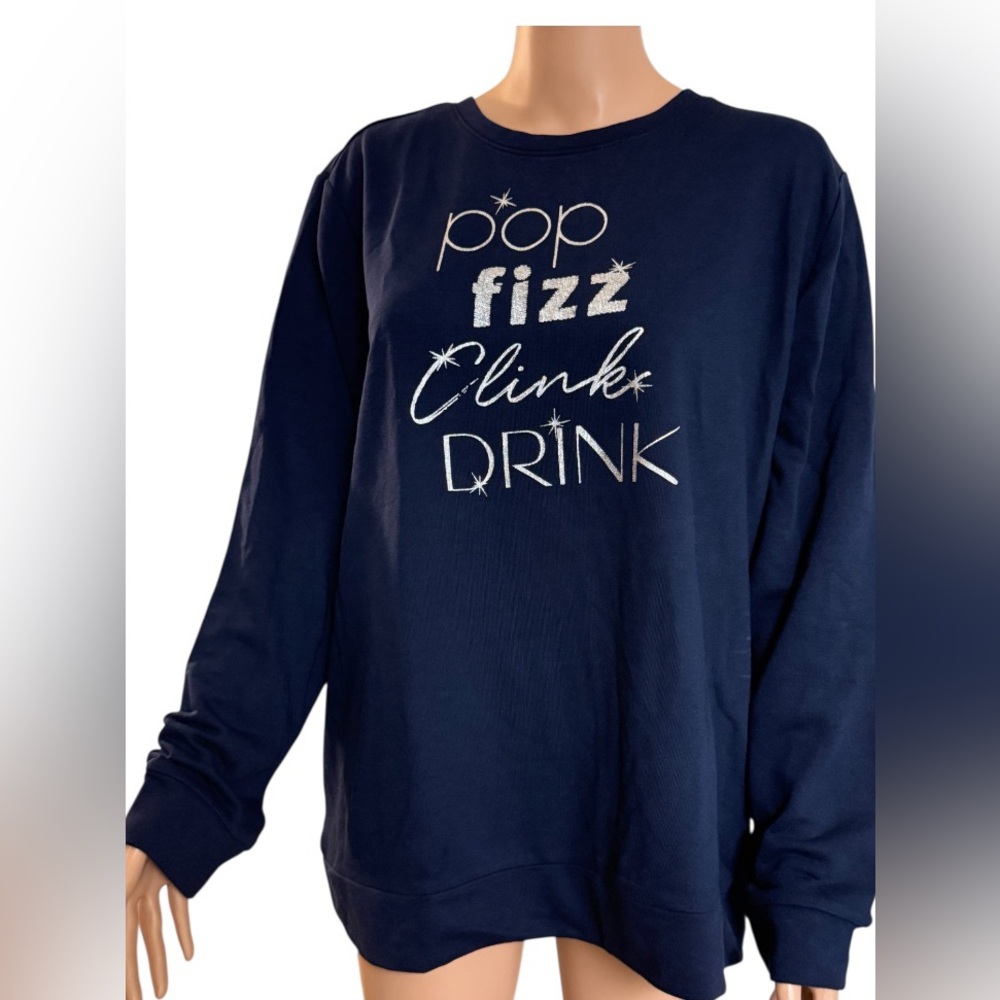 LOFT Navy Blue Sweater with Silver Text